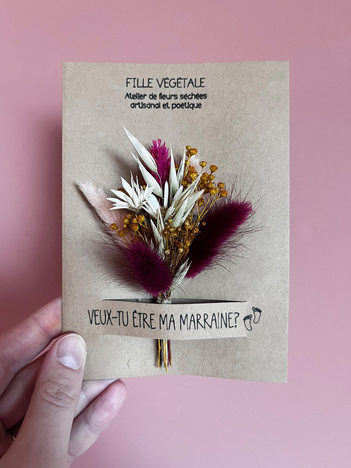 Carte "Veux-tu être ma marraine?" avec bouquet