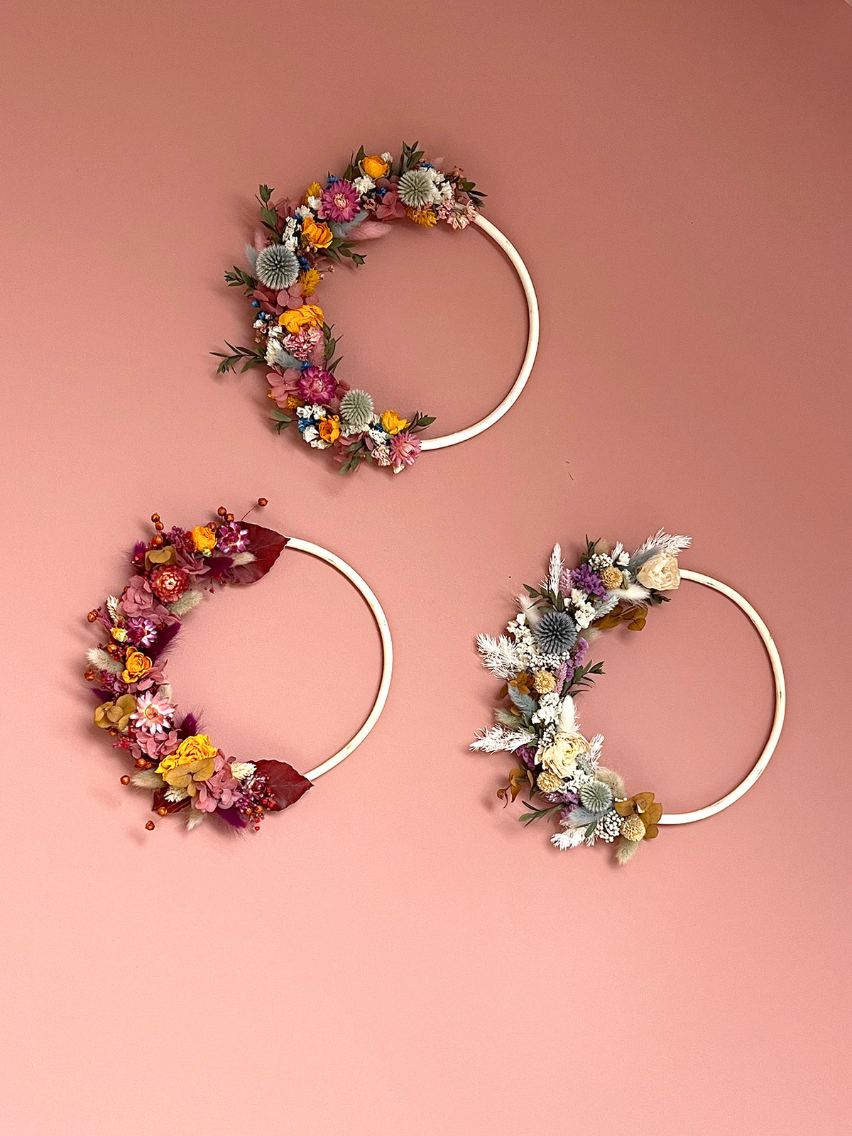 Couronne de fleurs séchées AZÉLIE