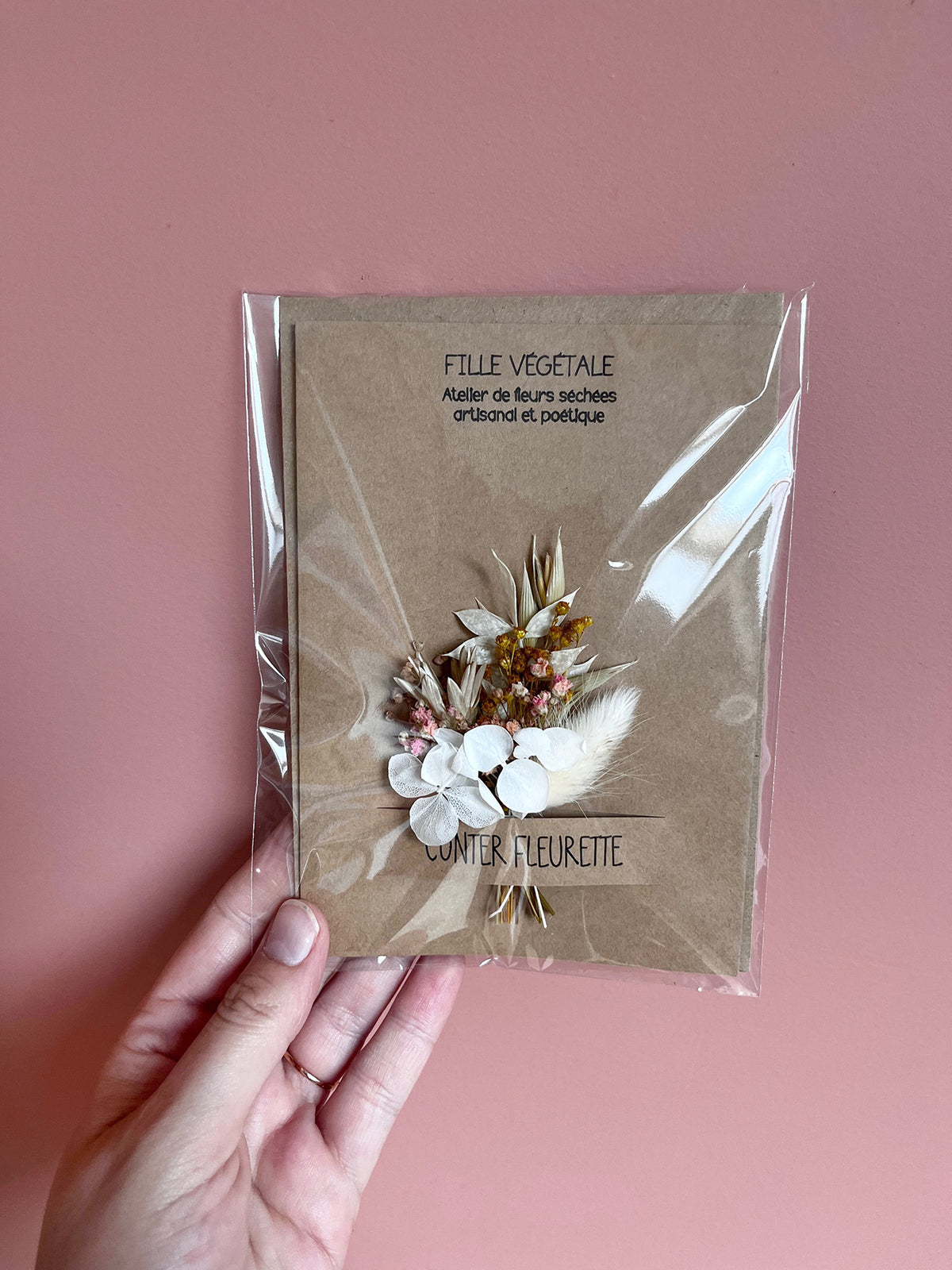 Carte à message personnalisable avec bouquet de fleurs séchées