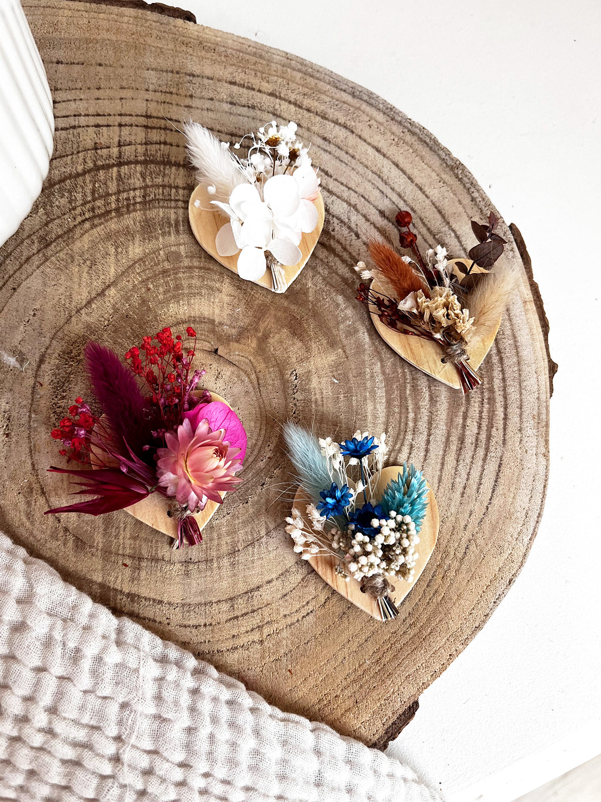 Magnet fleurs séchées en forme de coeur
