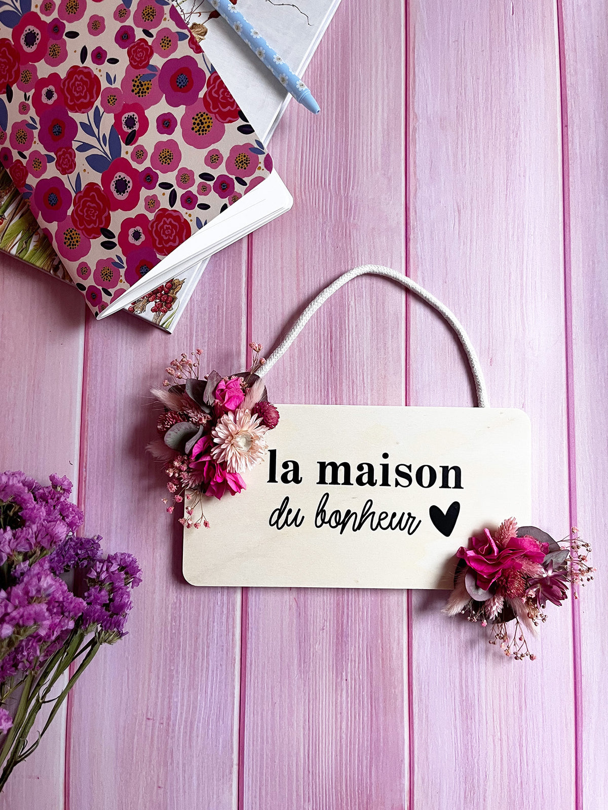 Panneau fleuri "Maison du bonheur"
