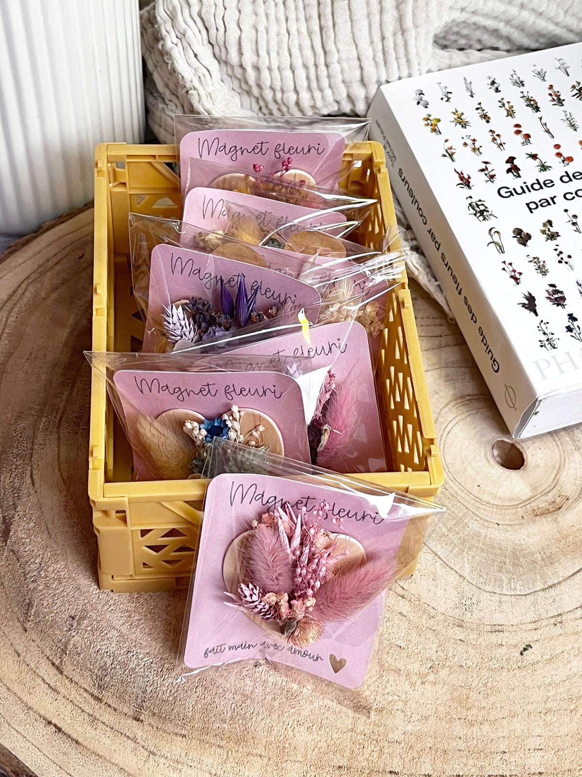 Magnet fleurs séchées en forme de coeur