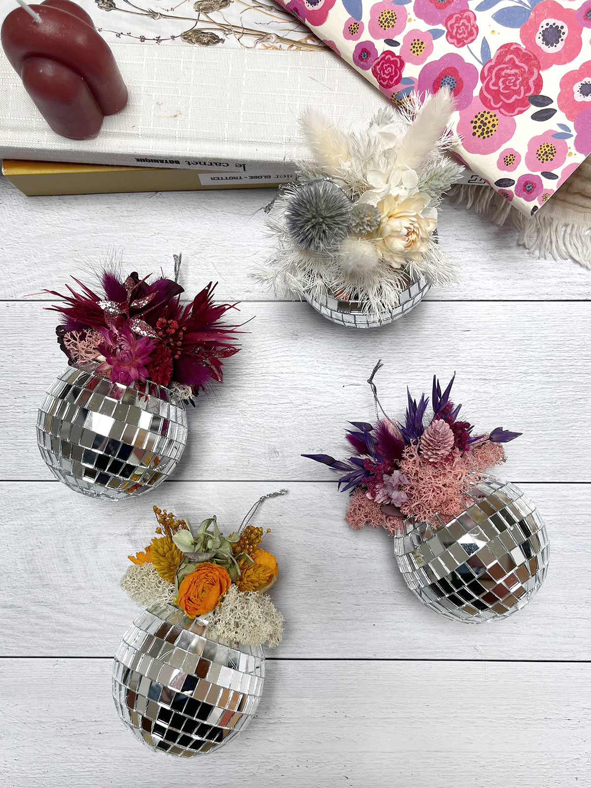 Boule disco fleurie